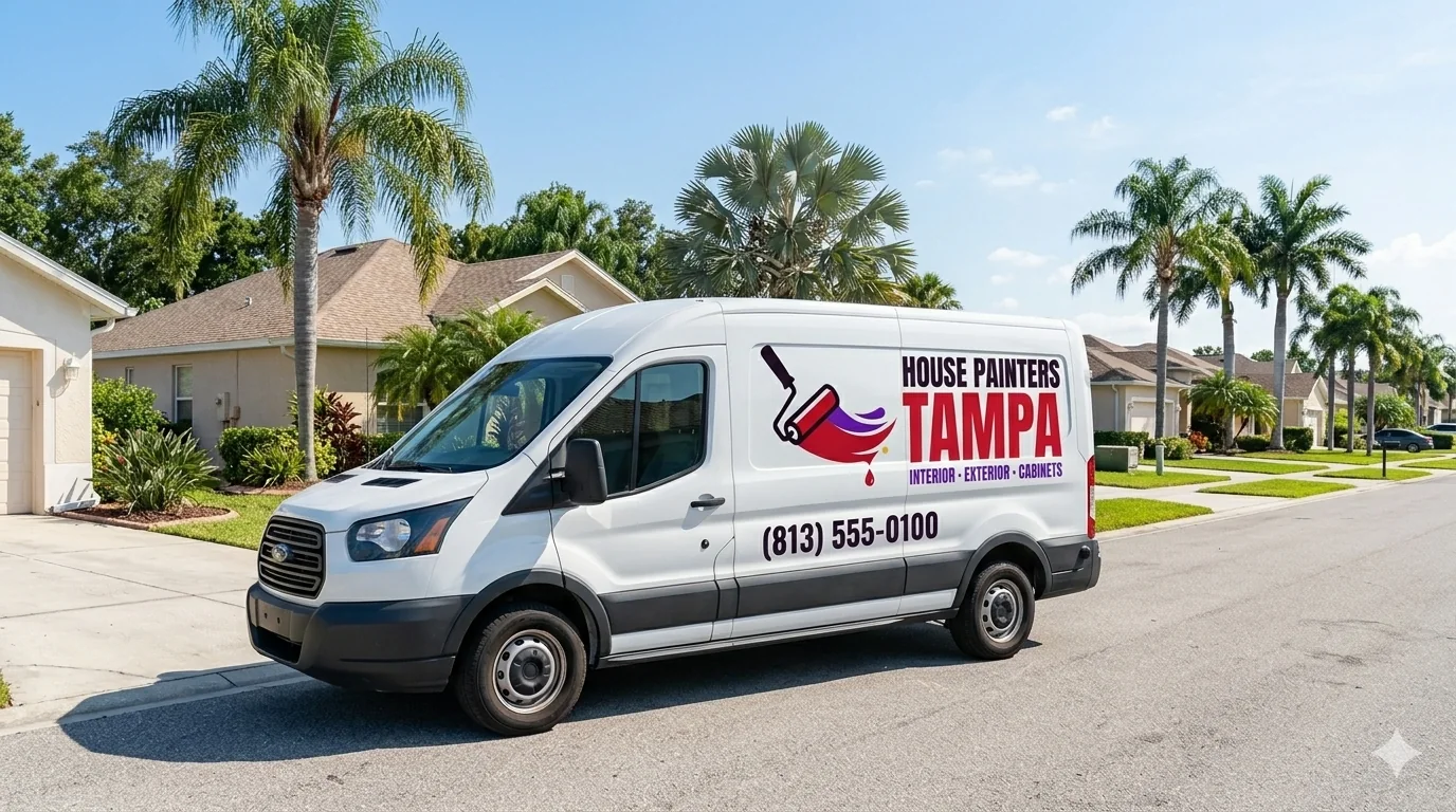 House Painters Tampa service van parked on a residential street in Tampa